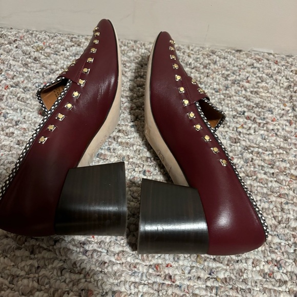 Tory Burch 55mm Studded Loafer Block Heel Slip On Royal Burgundy- Size 10 - Picture 10 of 12